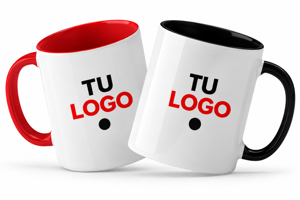 Tazas personalizadas con impresión | Blancas con interior y asa de color